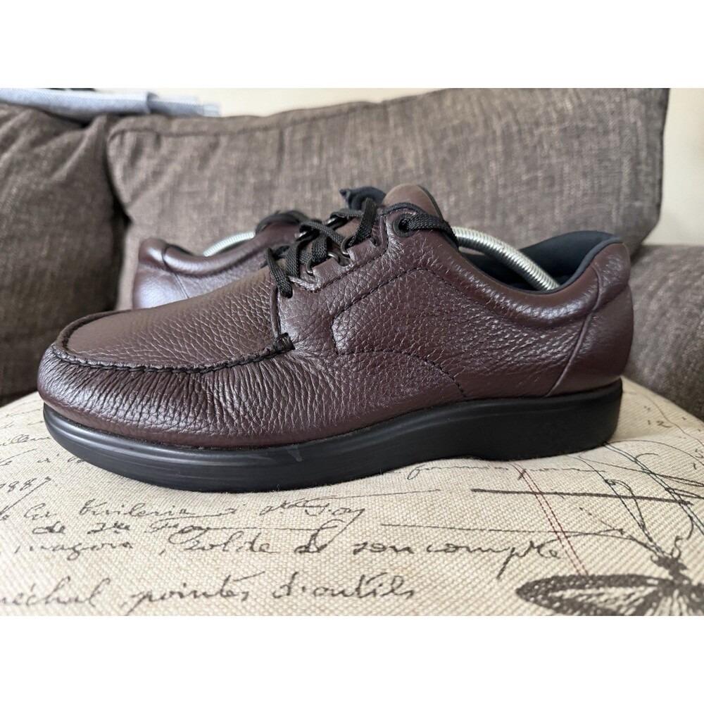 SAS Men's Brown Leather Oxford Apron Toe Lace Up Comfort Shoes US 10.5 M